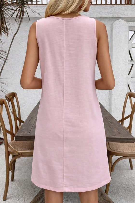 Rochie scurtă cu model floral și guler rotund, cu bretele, pentru femei, 32754