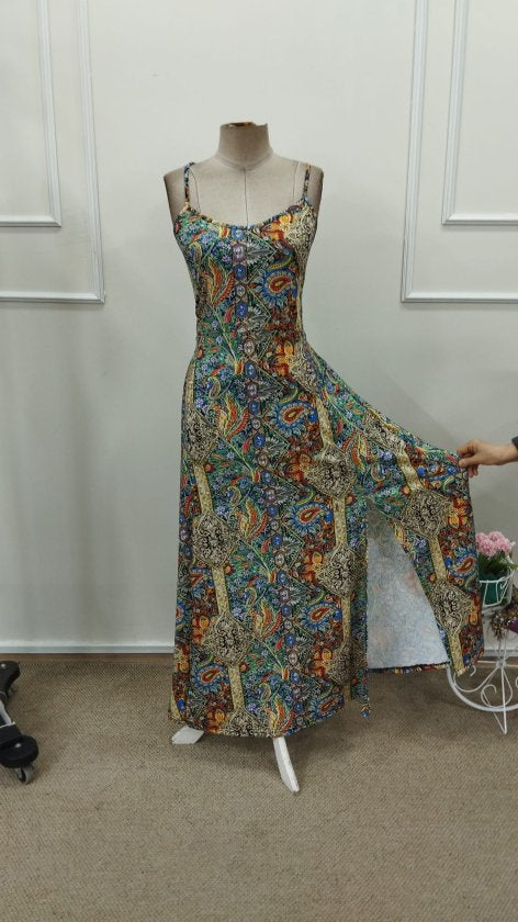 Rochie lungă Supreme pentru femei, cu bretele, model și detaliu încrucișat la spate, 32845