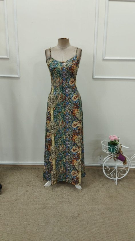 Rochie lungă Supreme pentru femei, cu bretele, model și detaliu încrucișat la spate, 32845