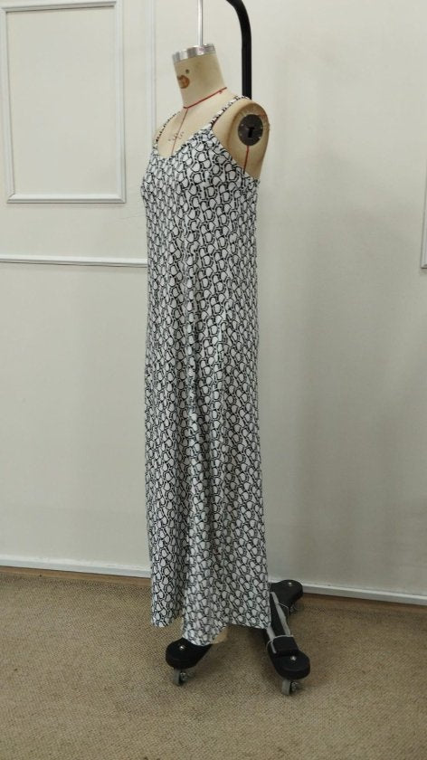 Women's Spaghetti Strap V-Neck Slit Long Supreme Dress, 32918