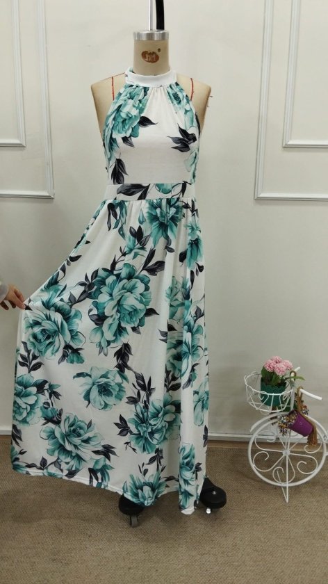 Women's Off-the-Shoulder Turtleneck Patterned Long Suprem Dress, 32943