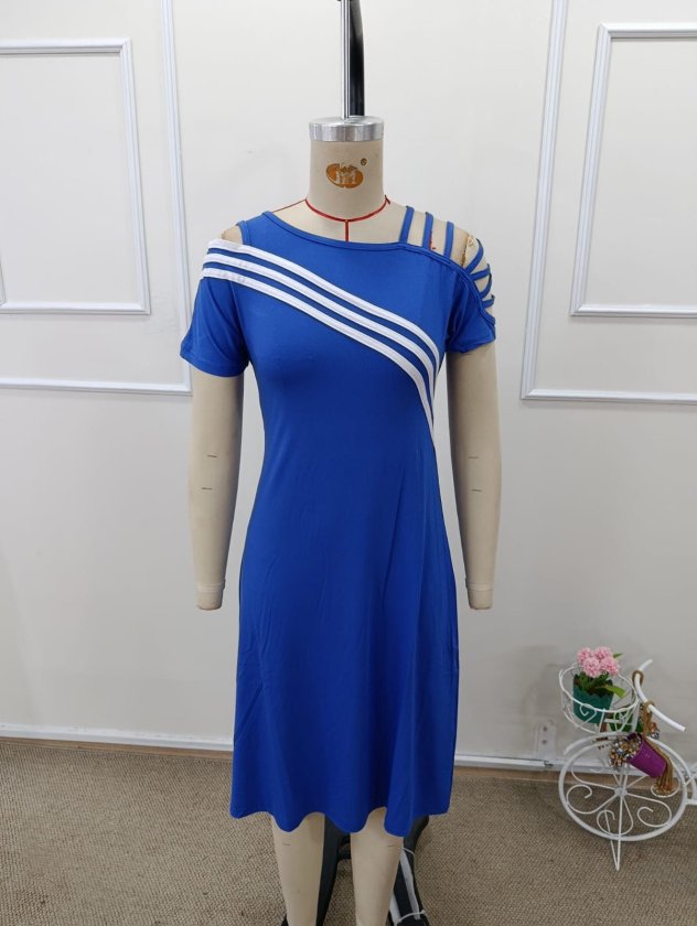 Rochie midi din viscoză cu mânecă scurtă și bretele decupate, pentru femei, 32992