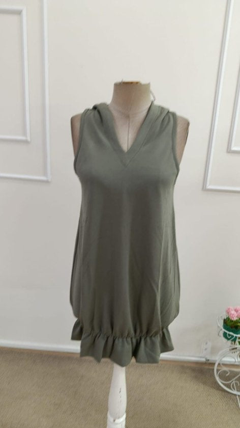 Rochie scurtă din modal cu volane, cu glugă și umeri goi, pentru femei, 33012