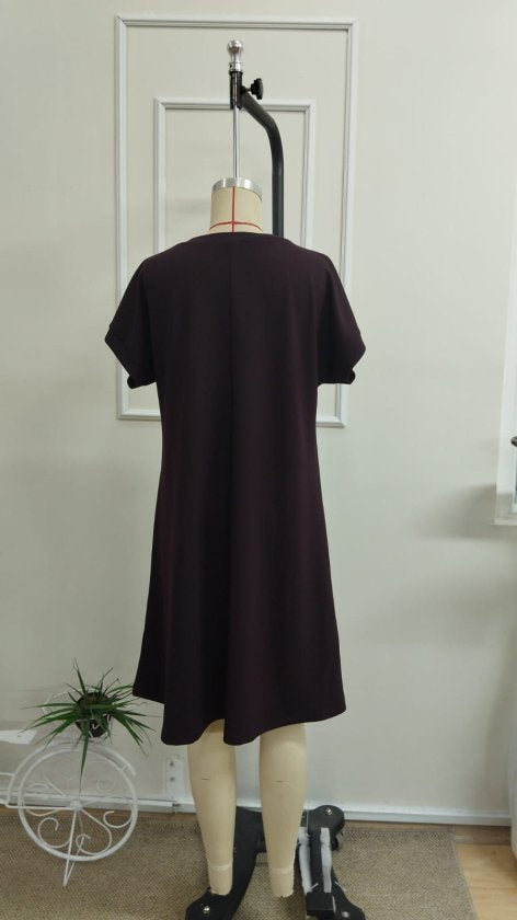 Women's Short Sleeve V-Neck Short Modal Dress, 33311