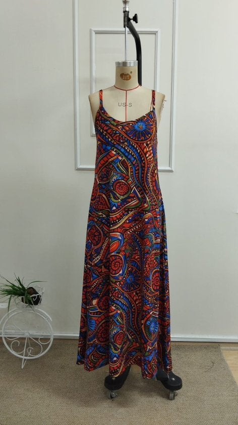 Rochie lungă de damă din suprafin, cu bretele, decolteu în V și model, 35082