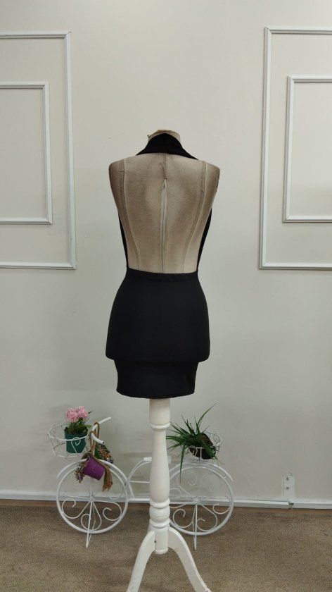 Women's Halter Neck Pleated Backless Short Scuba Dress, 33399