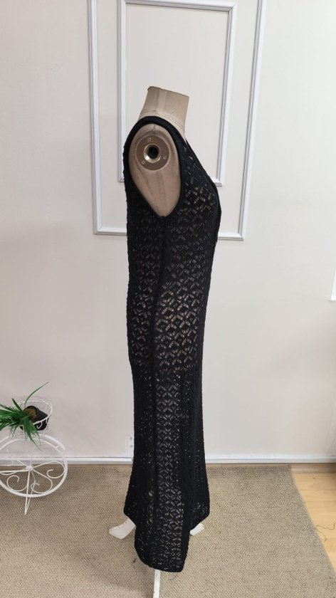 Rochie lungă tricotată cu decolteu în V și bretele pentru femei, 33412