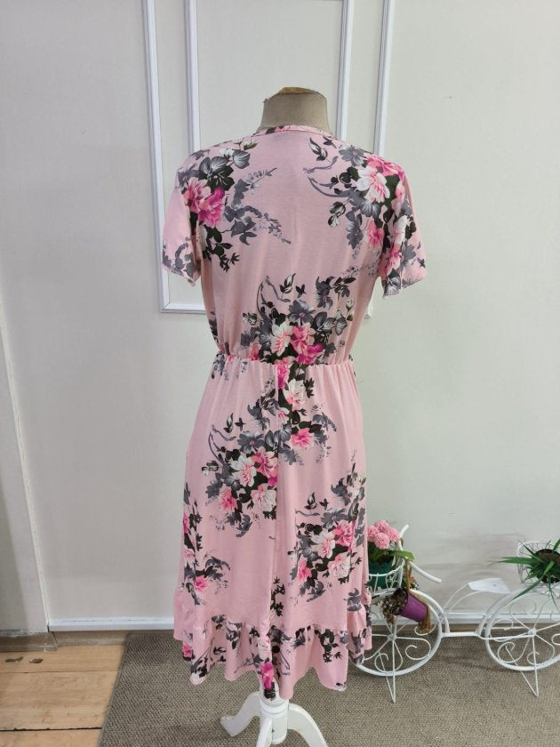 Rochie midi Supreme pentru femei, cu mânecă scurtă, decolteu în V și imprimeu, 33475