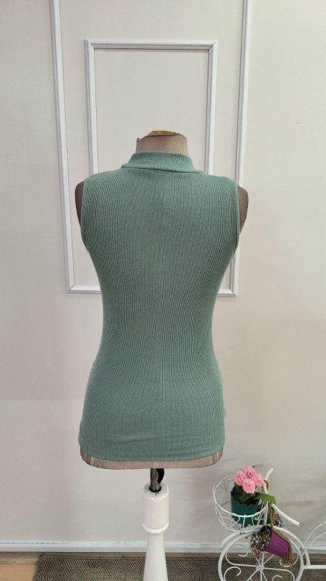 Women's Off-the-Shoulder Turtleneck Ribbed Blouse, 33480