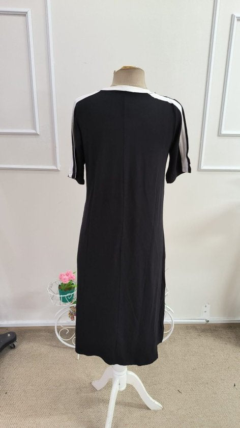 Rochie Midi cu Mânecă Scurtă, Decolteu Rotund și Detaliu Bandă, din Viscoză, pentru Femei, 37492