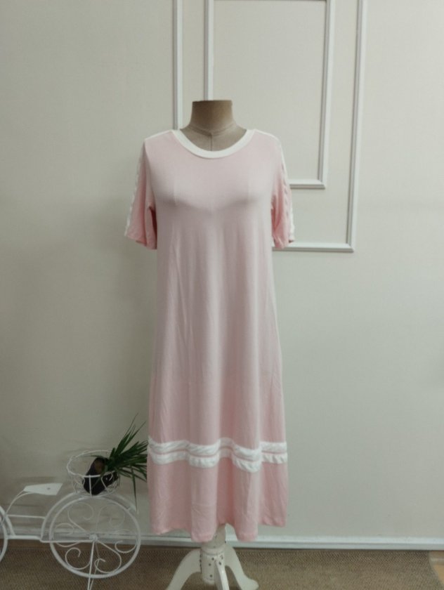 Rochie midi cu mâneci scurte, guler barcă, cu detaliu șnur, din viscoză, 37493