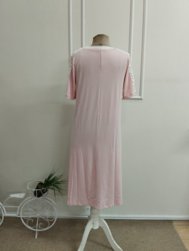 Rochie midi cu mâneci scurte, guler barcă, cu detaliu șnur, din viscoză, 37493