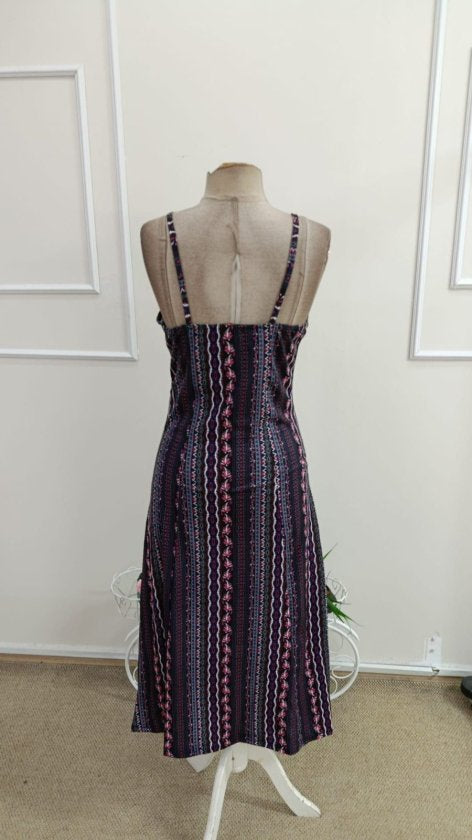 Rochie midi Supreme pentru femei, cu bretele, decolteu în V larg, model și crăpături, 33822