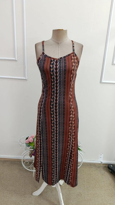 Rochie midi Supreme pentru femei, cu bretele, decolteu în V larg, model și crăpături, 33823