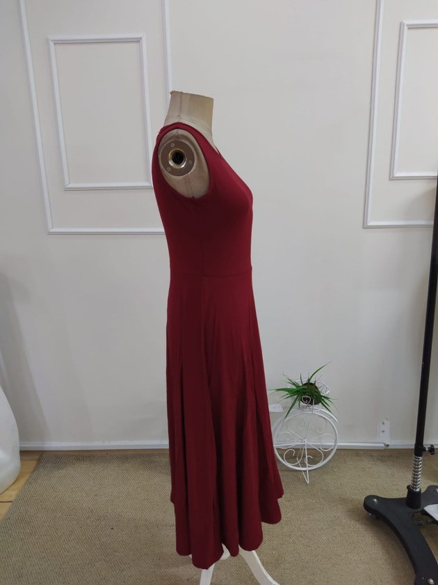 Rochie midi evazată din viscoză, cu guler tip barcă, cu umerii goi, pentru femei, 34034