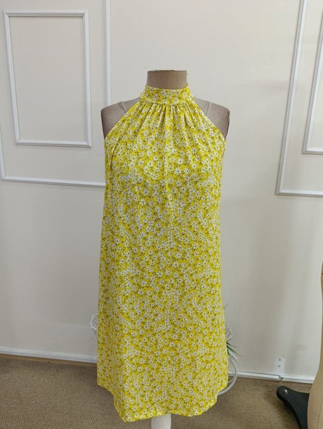 Rochie midi Supreme fără mâneci, cu decolteu halter și imprimeu, 34351