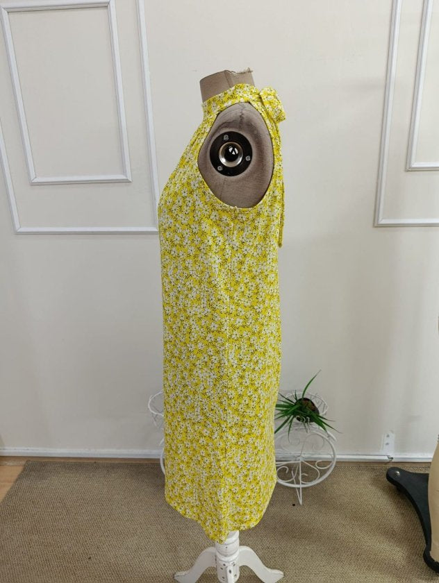 Rochie midi Supreme fără mâneci, cu decolteu halter și imprimeu, 34351
