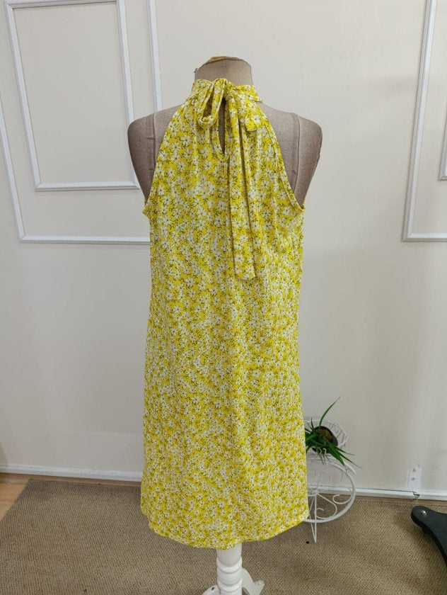 Rochie midi Supreme fără mâneci, cu decolteu halter și imprimeu, 34351