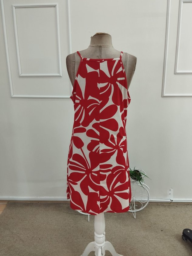 Rochie scurtă cu imprimeu, cu decolteu halter și umeri goi pentru femei, Supreme, 34302