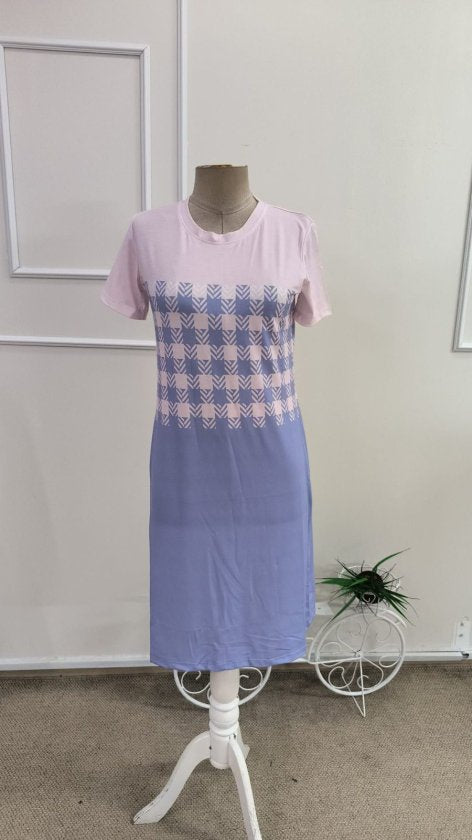 Rochie Supreme cu imprimeu și mânecă scurtă pentru femei, guler rotund, 34320