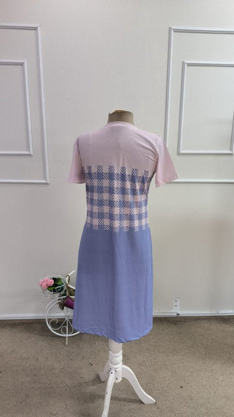 Rochie Supreme cu imprimeu și mânecă scurtă pentru femei, guler rotund, 34320