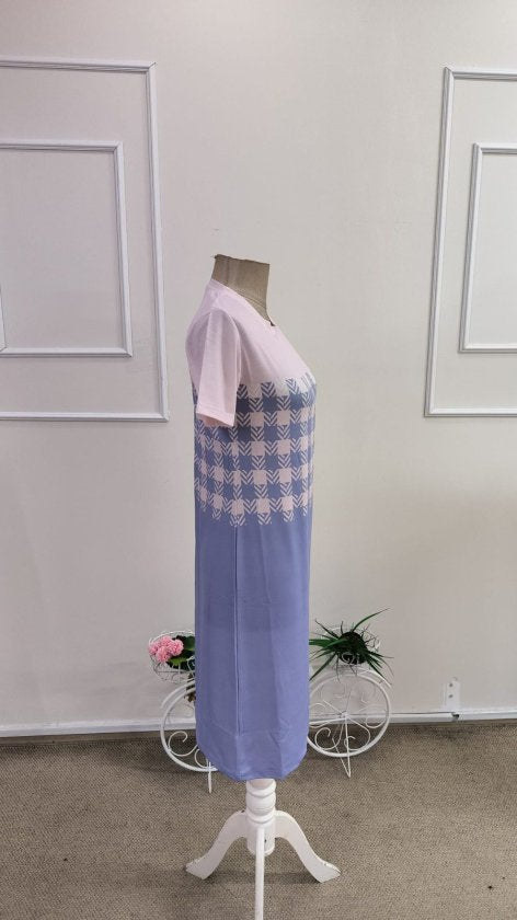 Rochie Supreme cu imprimeu și mânecă scurtă pentru femei, guler rotund, 34320