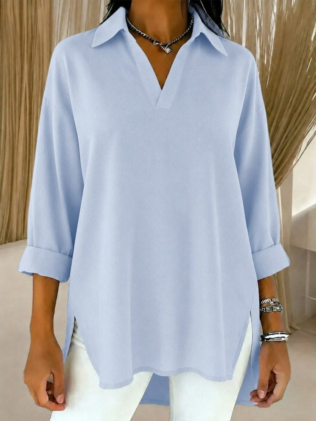 Women's Three-Quarter Sleeve Collared Button-Front Shirt, 34412