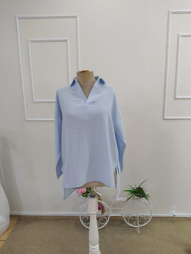 Women's Three-Quarter Sleeve Collared Button-Front Shirt, 34412