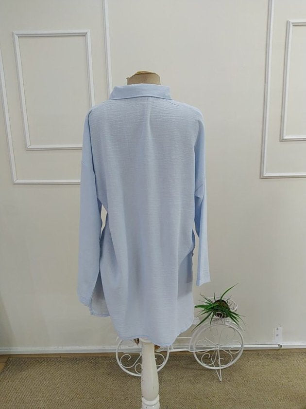 Women's Three-Quarter Sleeve Collared Button-Front Shirt, 34412