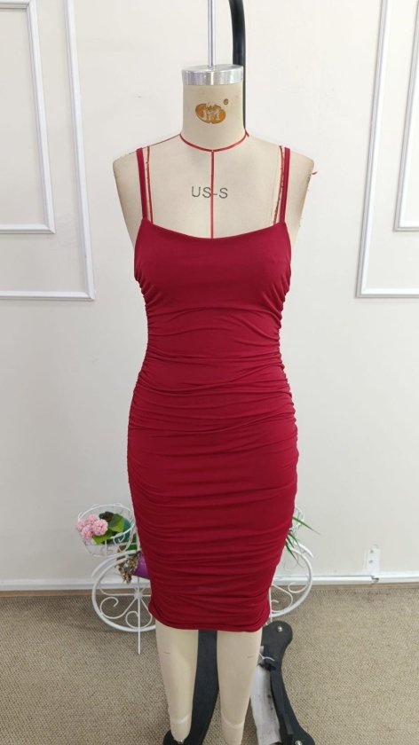 Rochie midi cu guler rotund și bretele pentru femei, culoare nisip, 34459