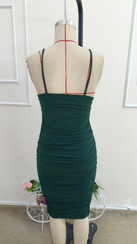 Rochie midi cu guler rotund și bretele pentru femei, culoare nisip, 34460