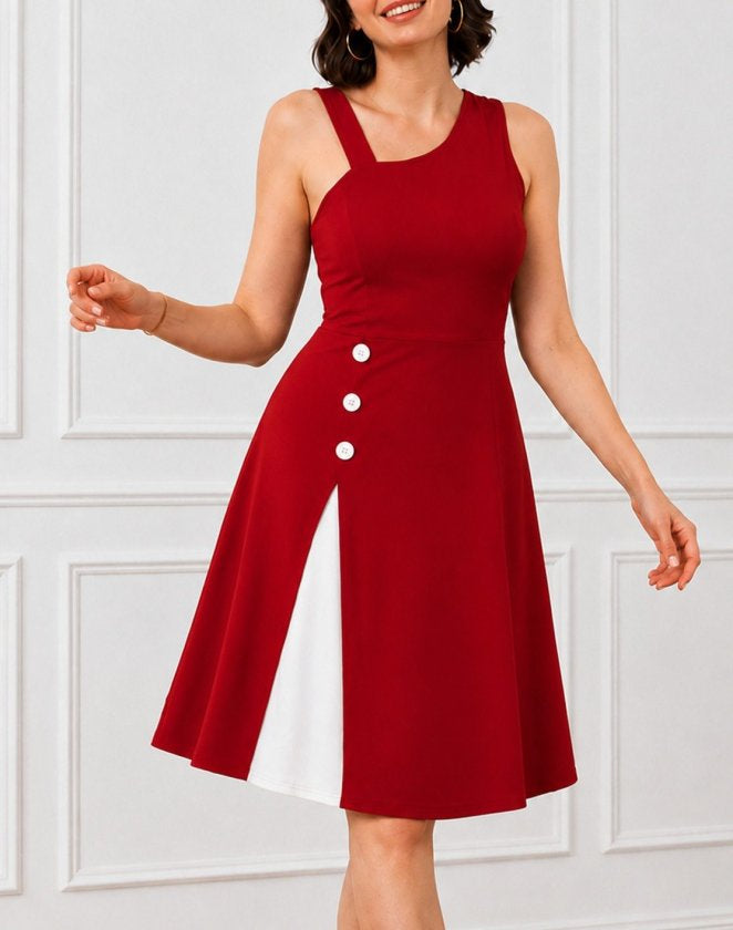 Rochie scurtă, strălucitoare, din crep, cu bretele și alte bretele, închidere cu nasturi, 34477