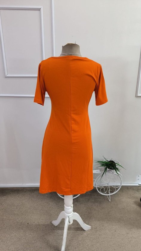 Rochie scurtă din viscoză cu imprimeu de pisici, cu mânecă scurtă și guler rotund pentru femei, 34517