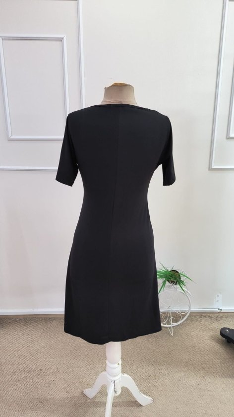 Rochie scurtă din viscoză cu imprimeu de pisici, cu mânecă scurtă și guler rotund pentru femei, 34518