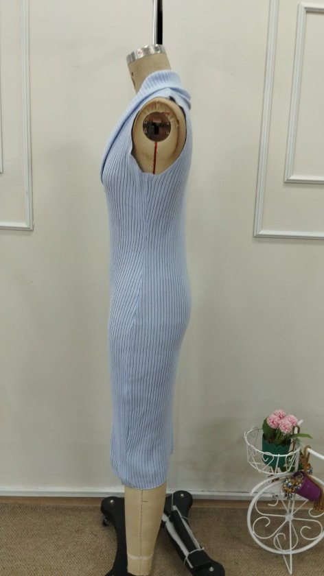 Women's Off-the-Shoulder Fold-Over Collar Short Knit Dress, 34547