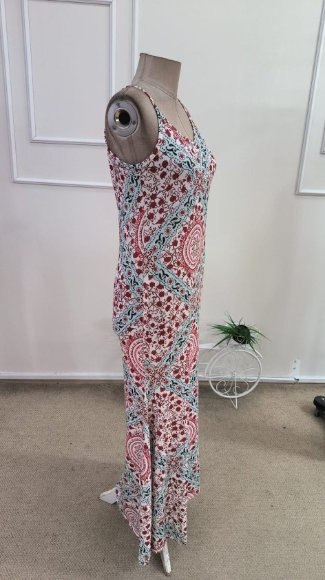 Rochie lungă Supreme pentru femei, cu bretele, decolteu în V și imprimeu, 34590
