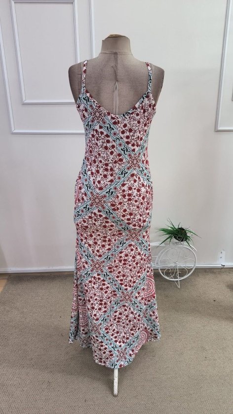 Rochie lungă Supreme pentru femei, cu bretele, decolteu în V și imprimeu, 34590