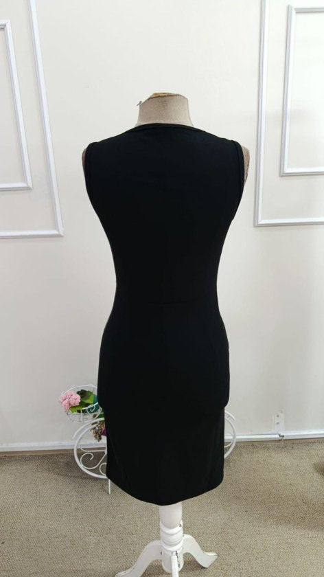 Rochie scurtă din crep importat, cu decolteu înfășurat și bretele, pentru femei, 34627