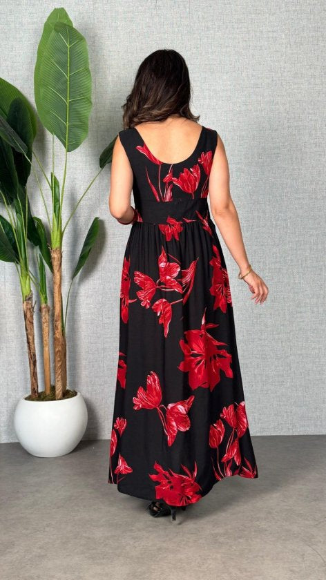 Rochie lungă Supreme pentru femei, cu decolteu înfășurat, croială largă, crăpături, 34639
