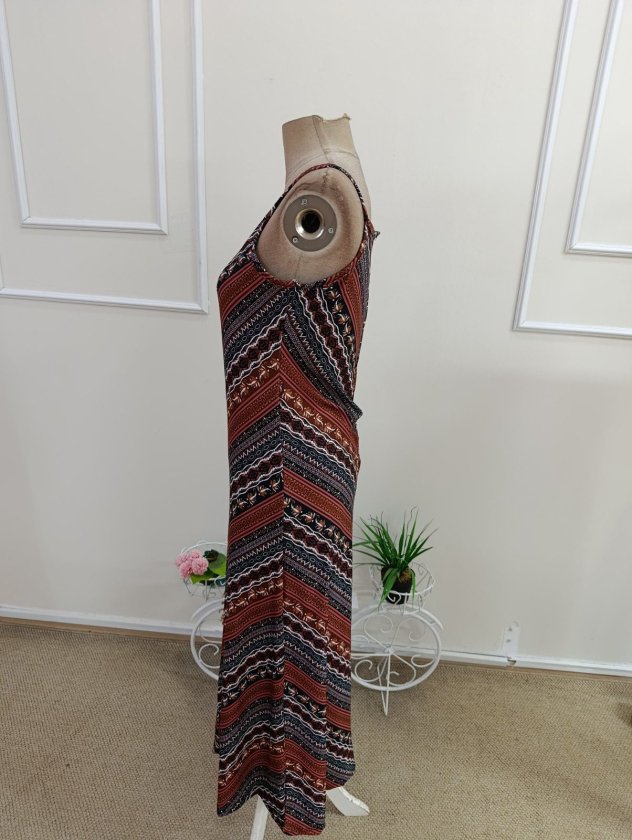 Rochie midi Supreme pentru femei, cu bretele, decolteu în V și imprimeu, 34708