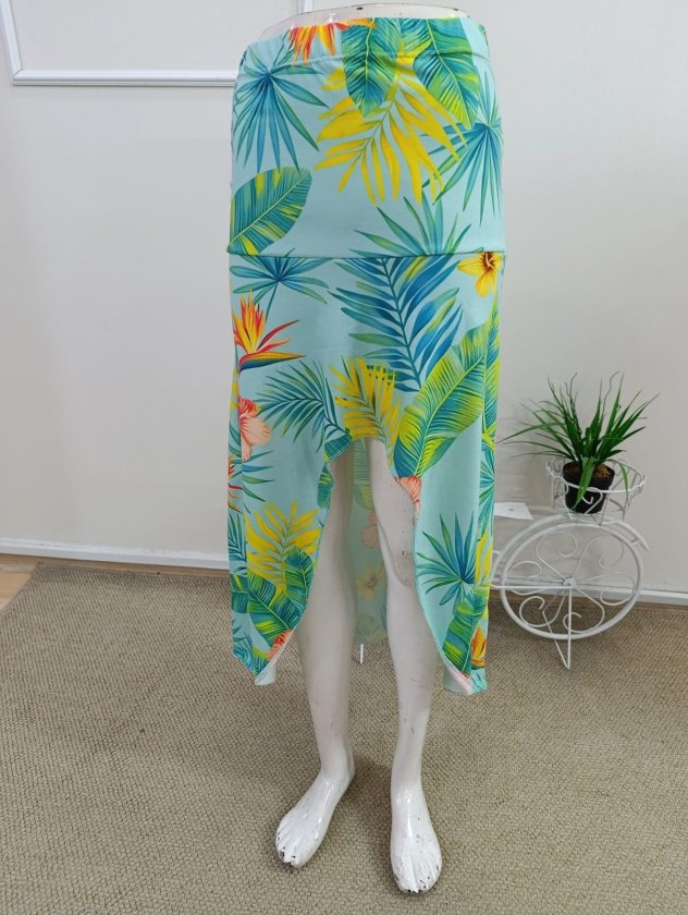Fustă lungă Supreme pentru femei, cu talie înaltă, model floral, asimetrică, în față, 34726