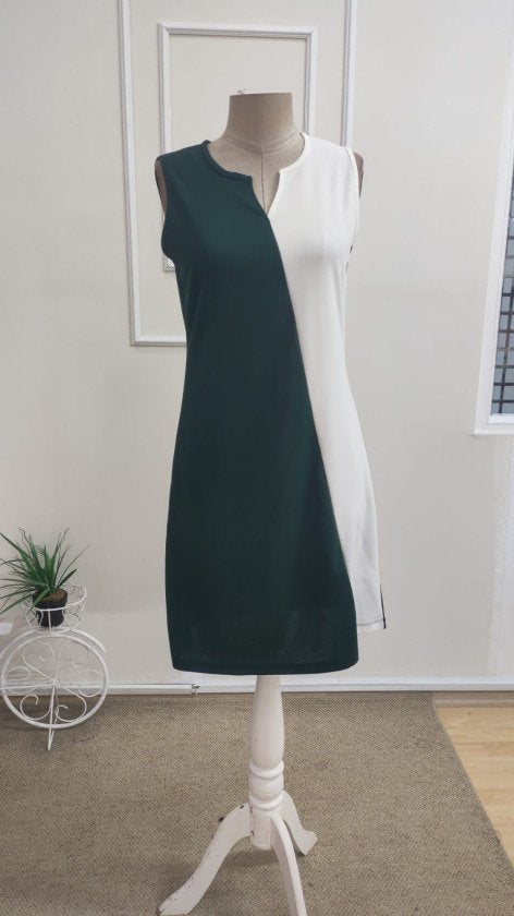 Rochie Scurtă din Crepon Importat pentru Femei, Atârnată, Guler V, Două Culori, 35111