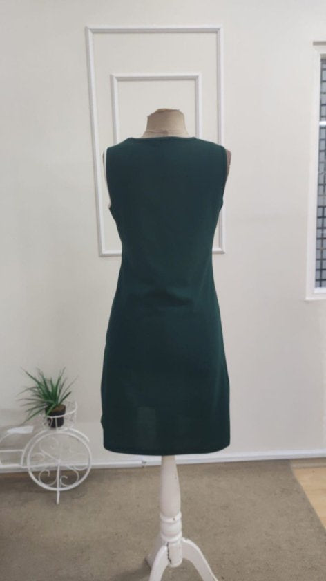 Rochie Scurtă din Crepon Importat pentru Femei, Atârnată, Guler V, Două Culori, 35111