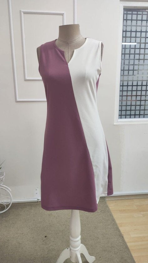 Rochie Scurtă din Crepon Importat pentru Femei, Atârnată, Guler V, Două Culori, 35112