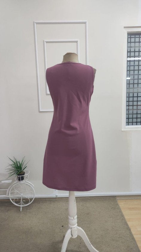 Rochie Scurtă din Crepon Importat pentru Femei, Atârnată, Guler V, Două Culori, 35112