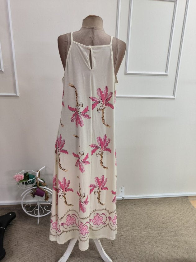 Rochie Lungă din Suprem pentru Femei, Atârnată, Guler Drept, Model Floral, 35314