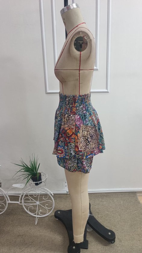Kadın Beli Lastikli Fırfırlı Kısa Etek, 35448