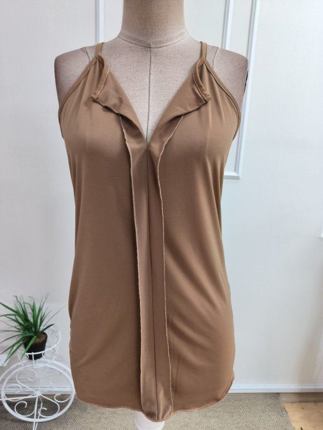 Kadın Ip Askılı önden Açılır Yaka Detaylı Sandy Bluz, 35451