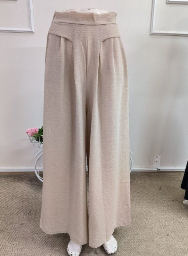 Pantaloni Lungi cu Talie Înaltă, Largi spre Margine, 35489