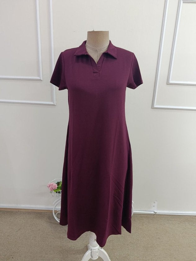 Rochie de damă din viscoză, midi, cu mâneci scurte, decolteu în V, țesătură cu două fire, 35577